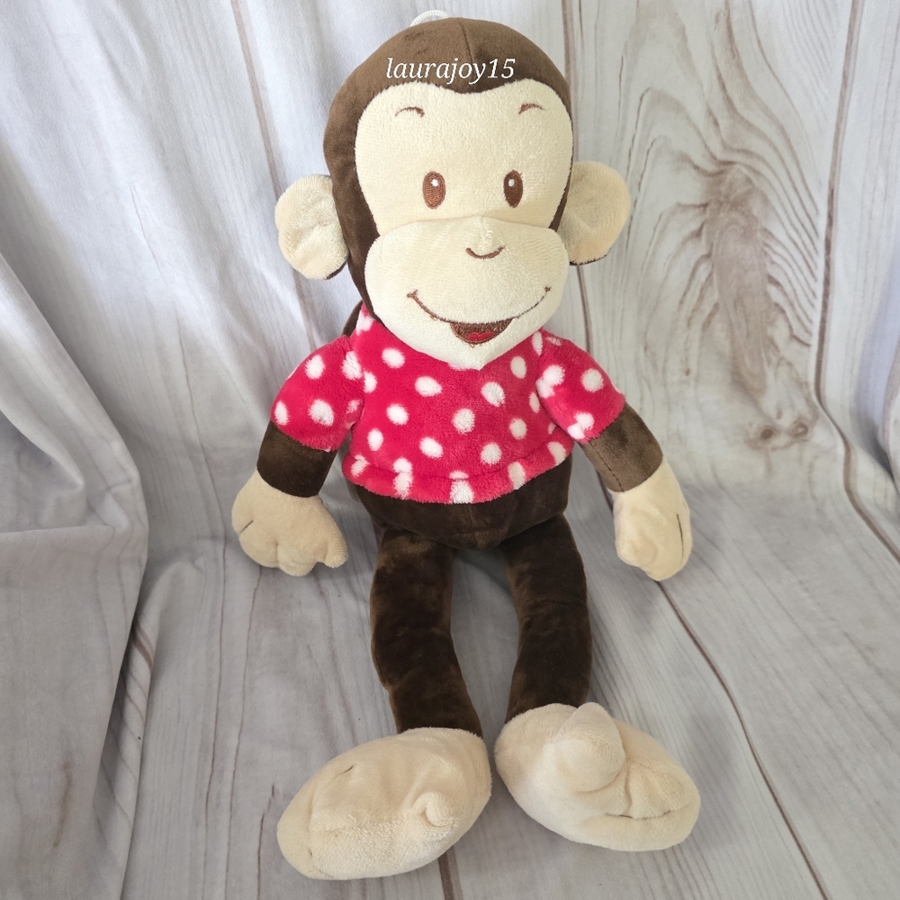 Good Stuff Brown Monkey Plush Toy Red White Polka Dot Shirt 22 Inch 2015